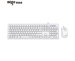 愛國者(aigo）MK8600白色 鍵鼠套裝 有線鍵鼠套裝 辦公鍵鼠套裝 鼠標 筆記本鍵盤 商務鍵鼠套裝